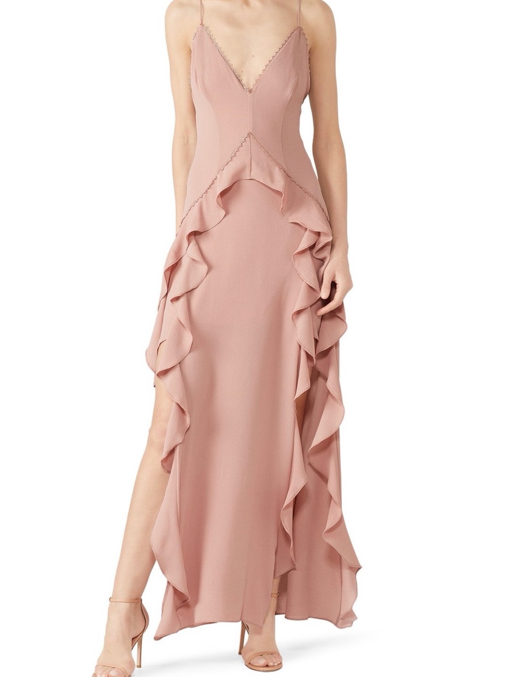 The Jetset Diaries Blush Pink Ruffle Slip Gown (#7)